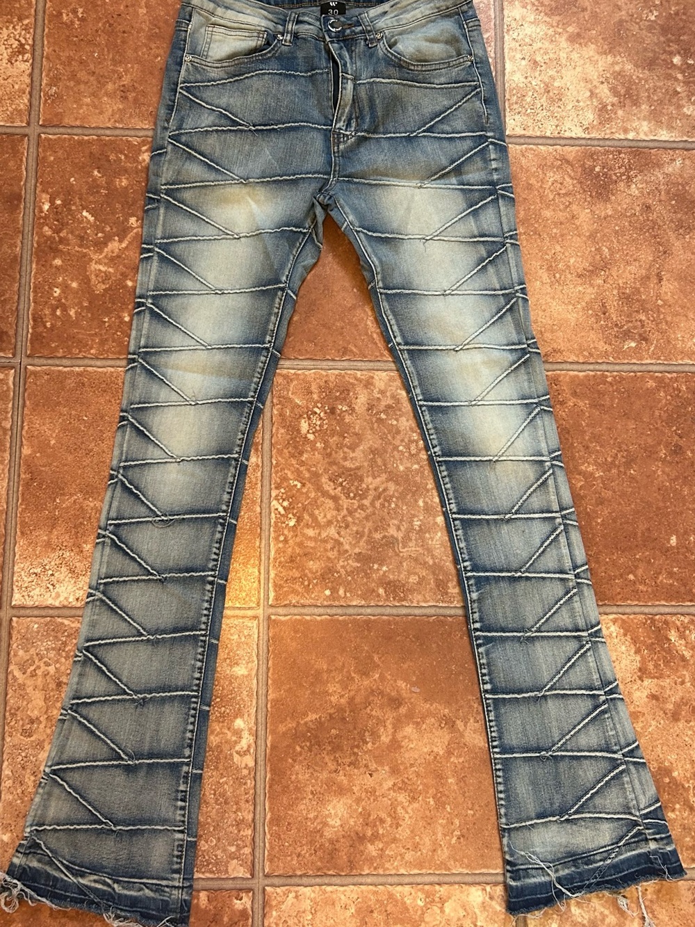 Women’s Light Blue Flare Jeans with Washed Accent